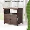 VINGLI Wicker Outdoor Bar Cart with Storage & Rolling Wheels, Patio Bar Table, Outdoor Storage Cabinet Buffet Cabinet Grill Cart for BBQ Pool Patio - 3 of 4
