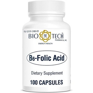 Bio-Tech Pharmacal Vitamin B6 & Folic Acid Dietary Supplement – 100 Capsules - 1 of 4