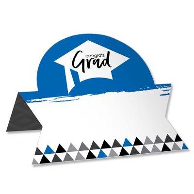 Big Dot of Happiness Blue Grad - Best is Yet to Come - Royal Blue Graduation Party Tent Buffet Card - Table Setting Name Place Cards - Set of 24
