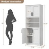 Kitchen Pantry Cabinet, Wood Coffee Bar Cabinet with 4 Doors and 1 Drawer, Farmhouse Storage Cabinet with Microwave Stand - 3 of 4