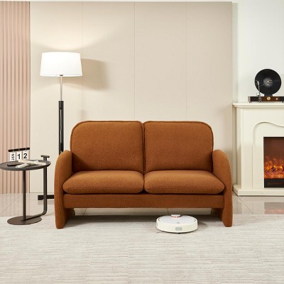 59" Loveseat Sofa Small Couch for Living Room,Boucle Fabric Upholstered Loveseat Sofa Couch,Small Loveseat Sofa for Apartment,Bedroom-Cuddlewood