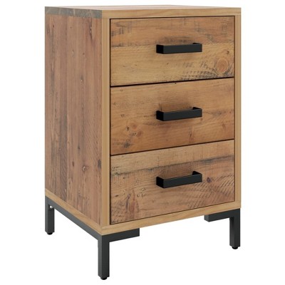 vidaXL Nightstand Bedside End Side Table with Drawer Furniture Solid Wood Pine - Brown 15.7" x 11.8" x 21.7" 1