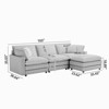 4-Seater Sectional Sofa with Deep Seating 4 Pillows Corduroy Serpentine Springs Solid Wood Frame And Removable Footstool for Living Rooms - 3 of 4