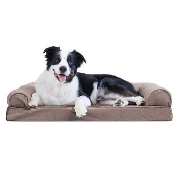 FurHaven Faux Fur & Velvet Cooling Gel Top Sofa Dog Bed