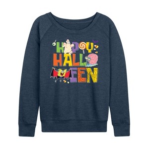 Women's - SpongeBob SquarePants - Happy Halloween Lightweight French Terry Wide Neck Long Sleeve Shirt - 1 of 4