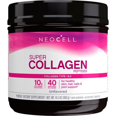 NeoCell Super Collagen Peptides for Healthy Skin, Hair, Nails and Joint Support*, Collagen Type 1 and 3,  Gluten Free, Unflavored,  14.1 Ounces