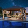 EROMMY 12'x16' Hardtop Gazebo, Wood Looking Patio Gazebo with Aluminum Frame and Single Galvanized Steel Roof - 2 of 4