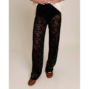 Women's Sheer Lace Wide Leg Pants - Mimosa - 1 of 3