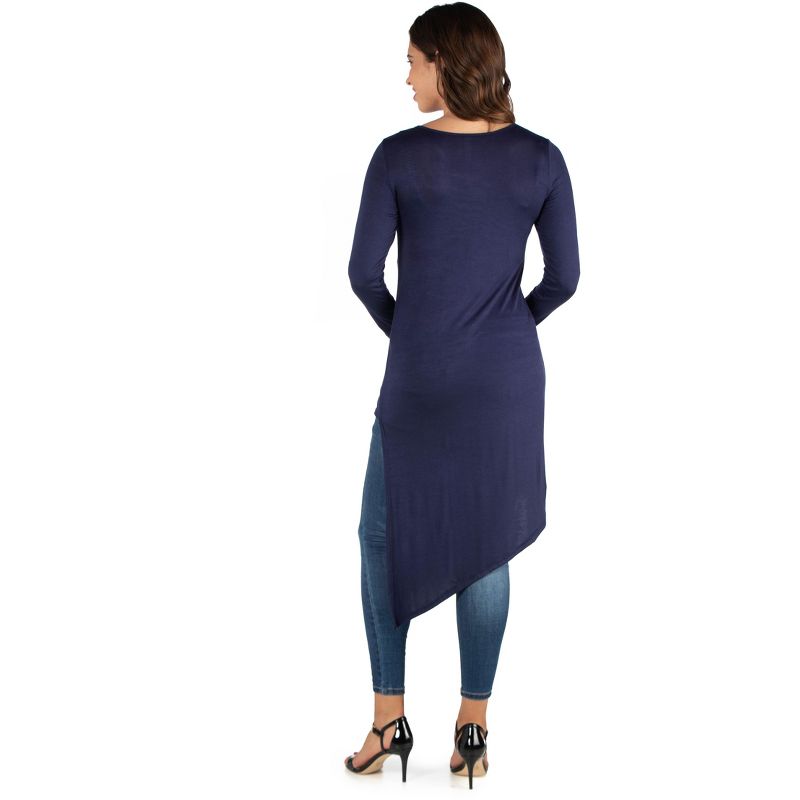 24seven Comfort Apparel Womens Long Sleeve Knee Length Asymmetrical Maternity Tunic Top, 3 of 5