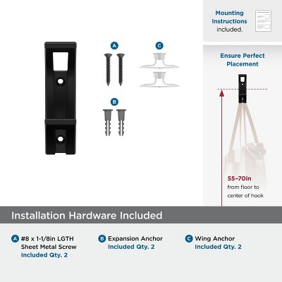 Matte Black Double Prong Metal Decorative Wall Hook