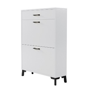 NicBex Shoe Cabinet with 2 Flip Drawers Modern Freestanding Hiddern Shoe Rack Storage Organizer with Metal Handles for Entryway,Hallway - 1 of 4