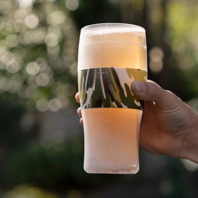 Green Camo Double Walled Freezable Beer Glass, 16oz