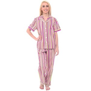 ADR Women's Lightweight Short Sleeve Cotton Pajama Set - 1 of 4