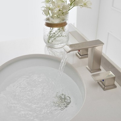 Brushed Nickel 2-Handle Widespread Bathroom Faucet with Drain Assembly