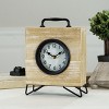 VIP Wood 14.5 in. Brown Square Table Clock with Legs and Handle - 2 of 4