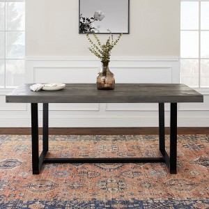 Modern Distressed Solid Wood and Metal Open Frame Dining Table - Grey - 1 of 4