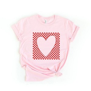 Simply Sage Market Women's Checkered Heart Cut Out Short Sleeve Graphic Tee - 1 of 4