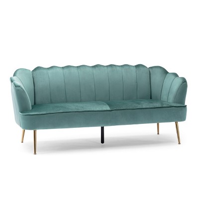 NicBex 3 Seater Sofa Couch with Deep Seat & Armrest Modern Upholstered Velvet Sofa with Metal Legs for Living Room