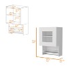 Gulches Modern Kitchen Wall Cabinet, Spice and Towel Rack, Glass Door, White, 18.5" W x 7.2" D - 3 of 4