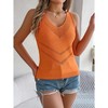 Clearlove Women's Cotton V Neck Tank Sleeveless Hollow Out Solid Camisole High Elastic Slim Fit Top Summer Shirt - 3 of 4