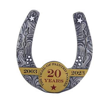 Trail Of Painted Ponies 2023 Lucky Horseshoe  -  One Figurine 3.0 Inches -  20Th Anniversary Painted Ponies  -  6013951  -  Polyresin  -  Silver