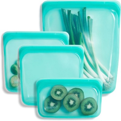 Premium Silicone Reusable Food Storage Bags, 4-Pack Clear Multi-Use Lunch Bags