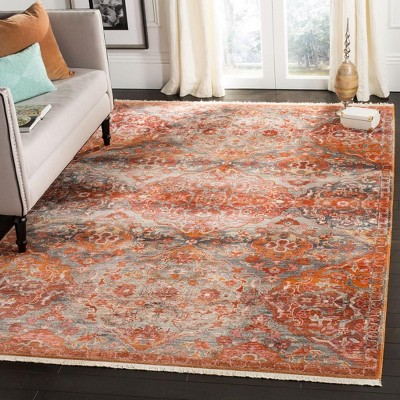 Hand-knotted Red and Aqua Synthetic Rectangular Area Rug 4' x 6'