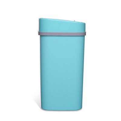Teal Blue Plastic Touchless Motion Sensor Trash Can 4.2 Gallon