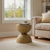 Art Leon Solid Pine Wood Round End Table with Hourglass Design, Living Room Side Table - 3 of 4