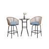 3pcs Outdoor Bar Set, Patio Bar Table and Chairs Set, Bar Height Patio Set - 2 x Swivel Bar Chairs , 1 x Round Bar Table(DPC Wood-Like)-Blue - 4 of 4