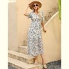 Coolmee Women's Summmer Dress Casual Boho Short Sleeve Long Dress Wrap V Neck Tunic Midi Sundress with Belt - 2 of 4