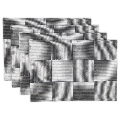 Black and White Striped Cotton Placemats, Set of 4