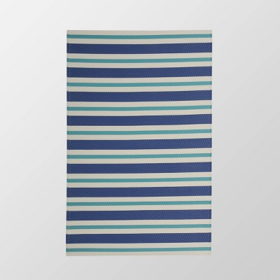 4'x6' Alveton Outdoor Modern Scatter Rug Turquoise/Cream - Christopher Knight Home