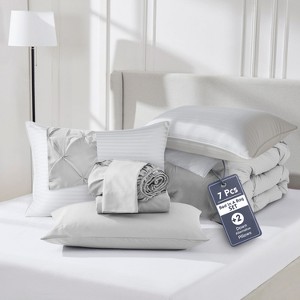 Nestl 9 Piece Comforter Set, Pinch Pleated Bedding Set, Bed in a Bag, Comforter Set with Down Alternative Pillows - 1 of 4