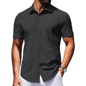 COOFANDY Mens Wrinkle Free Shirts Short Sleeve Casual Button Down Summer Dress Shirts - 1 of 4
