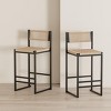 34.8" Honey Farmhouse Bar Stools with Woven Paper Rope Seat and Metal Frame, Set of 2 Counter Height Chairs for Kitchen or Dining Room -3irtyhousy - 2 of 4