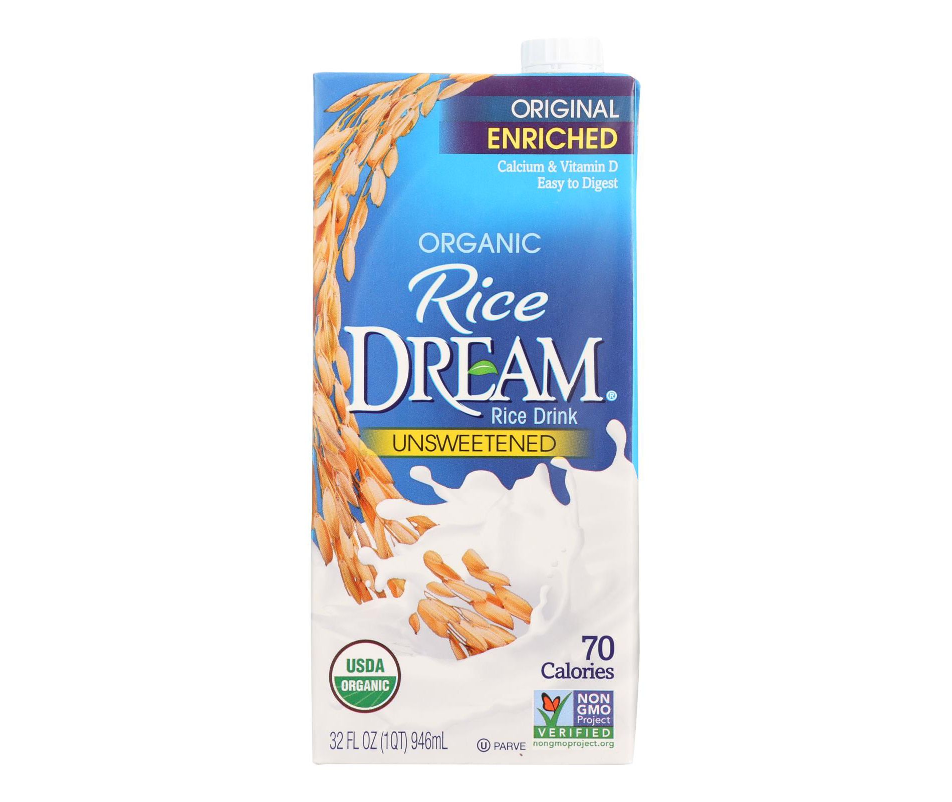 Rice Dream Organic Original Unsweetened Rice Drink - Case of 12/32 oz