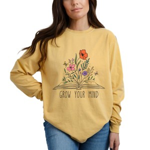 Simply Sage Market Grow Your Mind Floral Garment Dyed Long Sleeve - 1 of 4