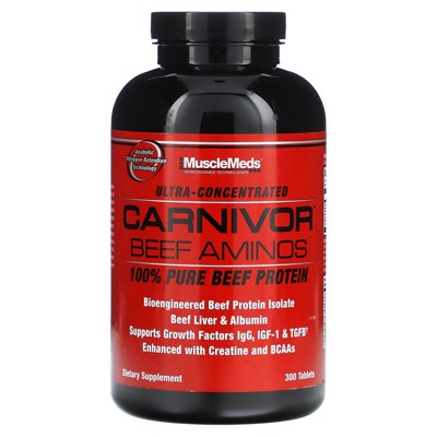 MuscleMeds Carnivor Beef Aminos, 100% Pure Beef Protein, 300 Tablets