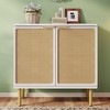 AMERLIFE 31.5" Wide Bohemian Rattan 2-Door Accent Cabinet with Gold Rubberwood Legs - 2 of 4