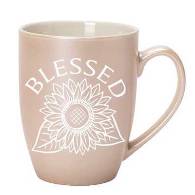 Elanze Designs Blessed Sunflower White and Precious Pearl 10 ounce New Bone China Coffee Cup Mug