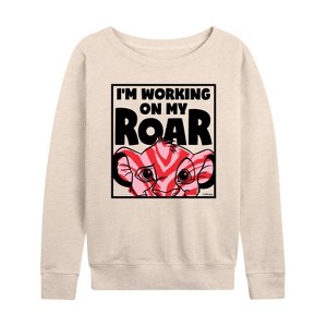 Women's - Disney - I'm Working on my Roar Lightweight French Terry Wide Neck Long Sleeve Shirt - 1 of 4