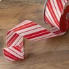 Northlight Red and White Striped Christmas Wired Craft Ribbon 2.5" x 16 Yards - 2 of 3