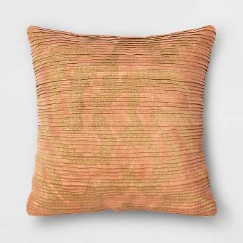 Geometric Patterned Pleated Satin with Metallic Embroidery Square Throw Pillow - Threshold™