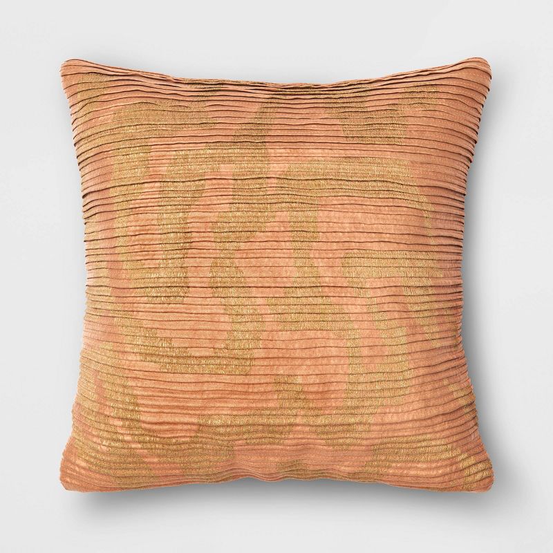 Geometric Patterned Pleated Satin with Metallic Embroidery Square Throw Pillow - Threshold™, 1 of 6
