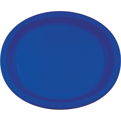 24ct Cobalt Blue Oval Plates Blue