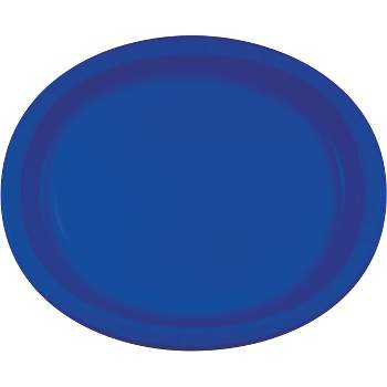 24ct Cobalt Blue Oval Plates Blue