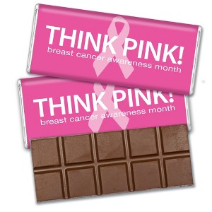 Breast Cancer Awareness Candy Favors Belgian Chocolate Bars - 1 of 2