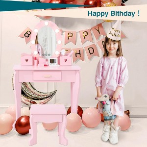 Kids Beauty Vanity with Adjustable Mirror & Lights, Compact Purple Dress-Up Set for Bedroom or Playroom - 1 of 4