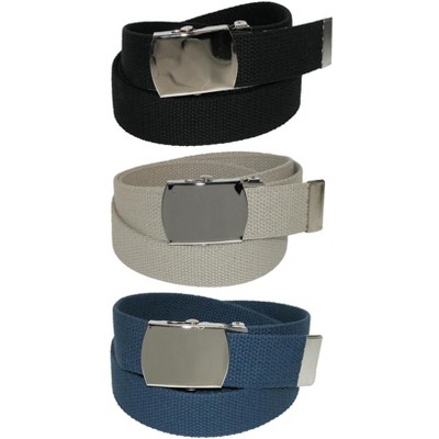 CTM Cotton Adjustable Belt with Nickel Buckle, Black